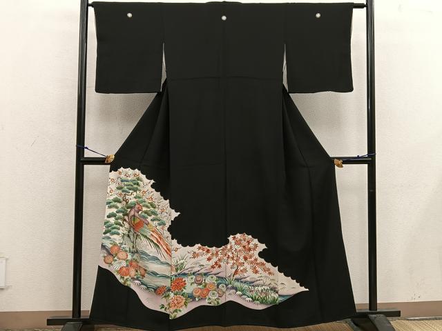 平和屋着物■豪華黒留袖 鳳凰花文 金彩 正絹 逸品 BAAX4905mz