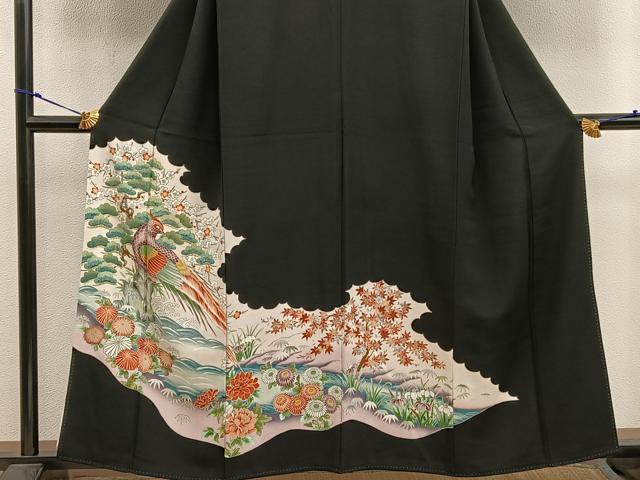 平和屋着物■豪華黒留袖 鳳凰花文 金彩 正絹 逸品 BAAX4905mz