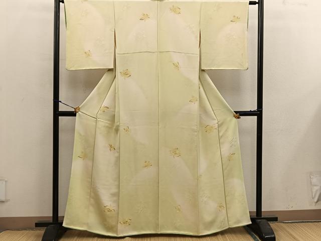 平和屋着物■上質な小紋 手描き 草花文 暈し染め 正絹 逸品 BAAX4906mz