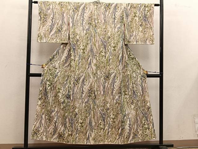平和屋着物■上質な小紋 幾何学文様 金彩 正絹 逸品 BAAX4907mz