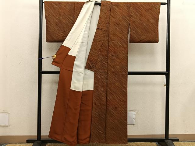 平和屋着物■上質な小紋 斜線文 正絹 逸品 BAAX4910mz