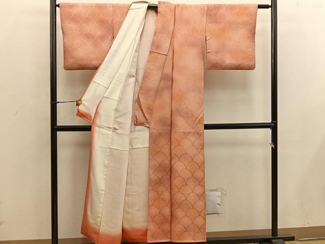 平和屋着物■上質な小紋 菊青海波 暈し染め 正絹 逸品 BAAX4911mz