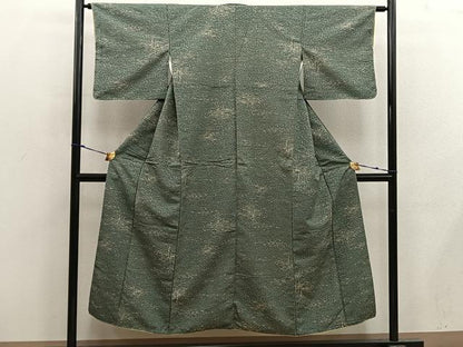 平和屋着物■上質な小紋　草葉文　正絹　逸品　BAAX4912mz