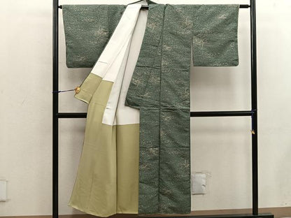 平和屋着物■上質な小紋　草葉文　正絹　逸品　BAAX4912mz