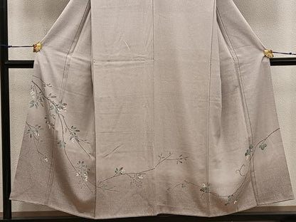 平和屋着物■訪問着　友禅　枝葉文　たたき染め　正絹　逸品　BAAX4914mz