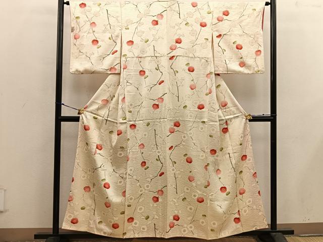 平和屋着物■上質な小紋 枝梅文 正絹 逸品 BAAX4918mz