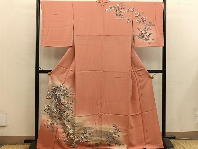 平和屋着物■訪問着 舞蝶花文 暈し染め 金銀彩 正絹 逸品 BAAX4922mz