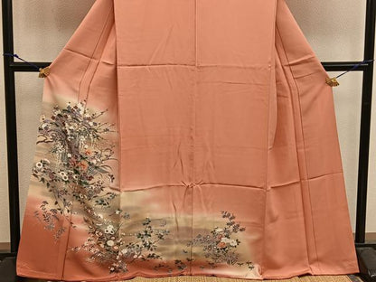 平和屋着物■訪問着 舞蝶花文 暈し染め 金銀彩 正絹 逸品 BAAX4922mz