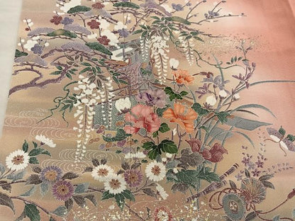 平和屋着物■訪問着 舞蝶花文 暈し染め 金銀彩 正絹 逸品 BAAX4922mz