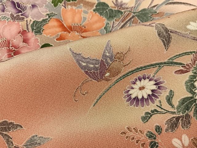 平和屋着物■訪問着 舞蝶花文 暈し染め 金銀彩 正絹 逸品 BAAX4922mz
