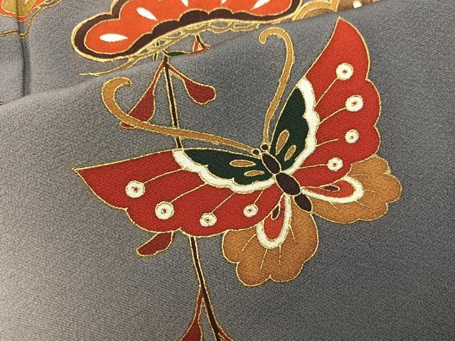 平和屋着物■訪問着 駒刺繍 舞蝶花文 暈し染め 金彩 正絹 逸品 BAAX4925mz