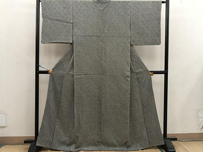 平和屋着物■大変加工の良い総絞り小紋 黒地 正絹 逸品 BAAX4928mz