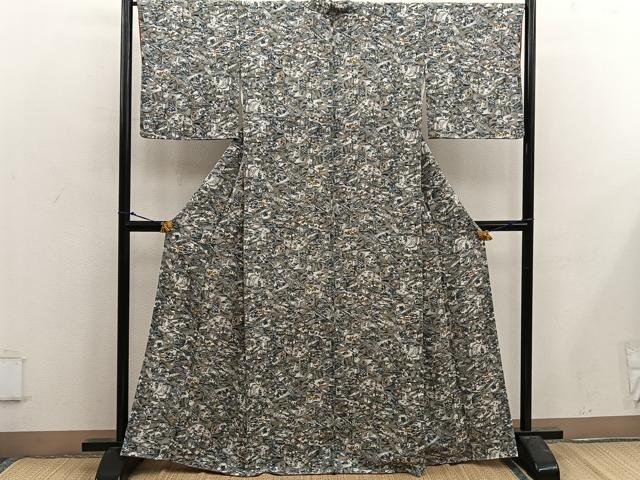 平和屋着物■上質な小紋 人物風景文 鬼しぼ縮緬 正絹 逸品 BAAX4931mz