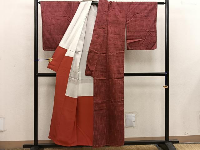 平和屋着物■上質な紬 紅鳶色 正絹 逸品 未使用 BAAX4935mz