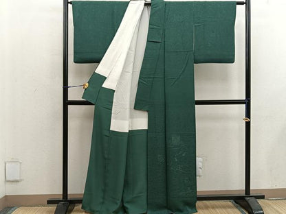平和屋着物■無地絵羽訪問着 総刺繍 貝桶花文 虫襖色 正絹 逸品 BAAX4937mz