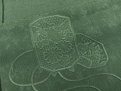 平和屋着物■無地絵羽訪問着 総刺繍 貝桶花文 虫襖色 正絹 逸品 BAAX4937mz