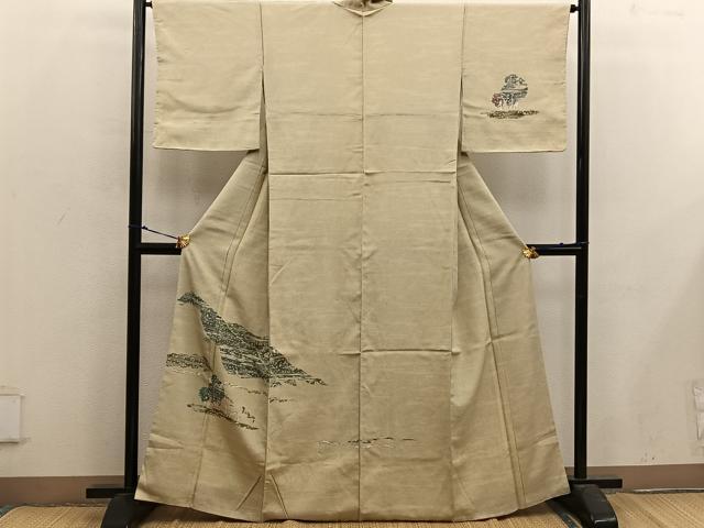 平和屋着物■訪問着 幾何学文様 ろうけつ染め 正絹 逸品 BAAX4938mz