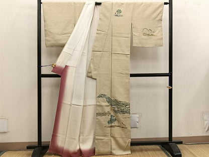 平和屋着物■訪問着 幾何学文様 ろうけつ染め 正絹 逸品 BAAX4938mz