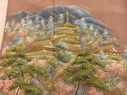 平和屋着物■豪華色留袖 風景文 金彩 正絹 逸品 BAAX4939mz