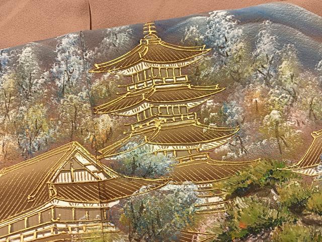 平和屋着物■豪華色留袖 風景文 金彩 正絹 逸品 BAAX4939mz