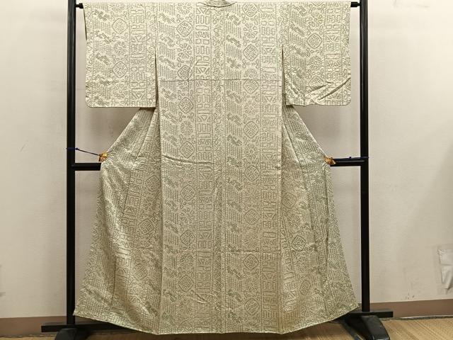 平和屋着物■上質な小紋 総絞り 幾何学文様 正絹 逸品 BAAX4940mz
