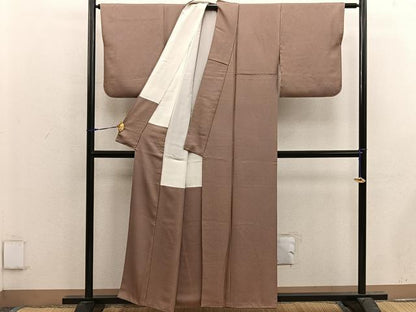 平和屋着物■上質な色無地 唐茶色 正絹 逸品 BAAX4949mz
