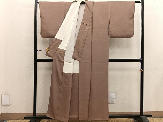 平和屋着物■上質な色無地 唐茶色 正絹 逸品 BAAX4949mz
