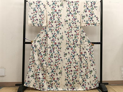 平和屋着物■上質な小紋 草花文 正絹 逸品 BAAX4950mz