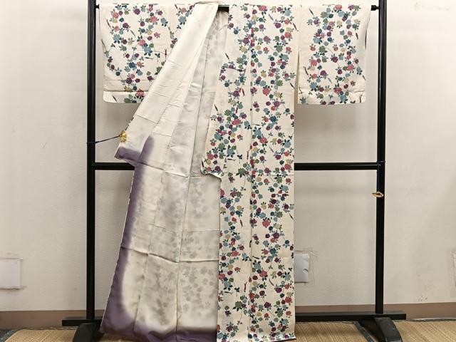 平和屋着物■上質な小紋 草花文 正絹 逸品 BAAX4950mz