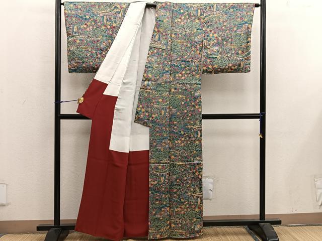 平和屋着物■上質な小紋 風景花文 正絹 逸品 未使用 BAAX4955mz