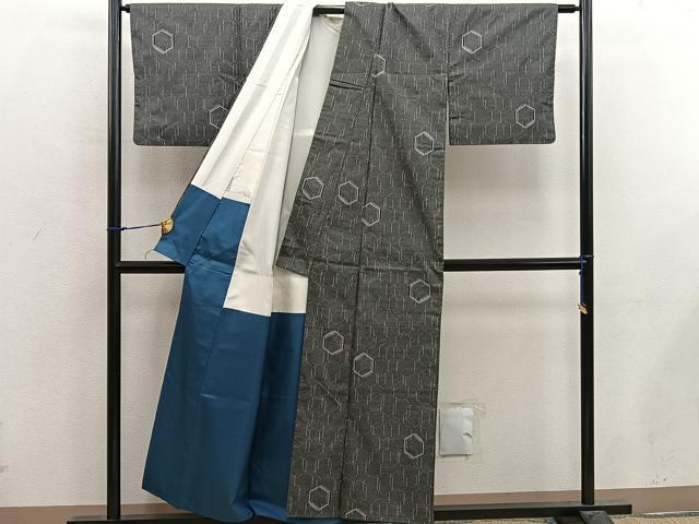 平和屋着物■上質な紬 亀甲文 正絹 逸品 BAAX4956mz