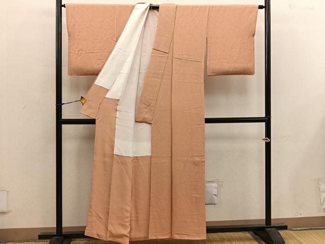 平和屋着物■上質な色無地 洒落柿色 正絹 逸品 BAAX4960mz