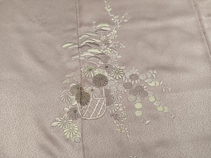 平和屋着物■訪問着 総刺繍 駒刺繍 花籠文 正絹 逸品 BAAX4962mz