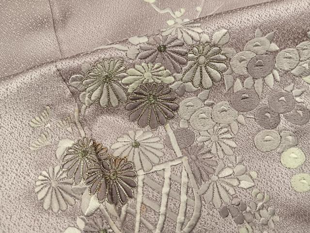 平和屋着物■訪問着 総刺繍 駒刺繍 花籠文 正絹 逸品 BAAX4962mz