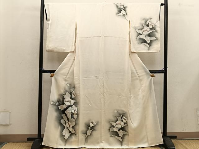 平和屋着物■訪問着 手描き 枝花文 暈し染め 正絹 逸品 BAAX4965mz