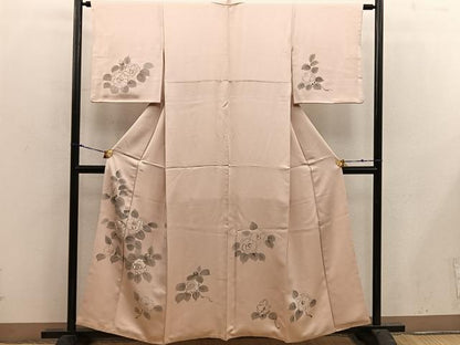 平和屋着物■訪問着 手描き 椿花文 正絹 逸品 BAAX4967mz