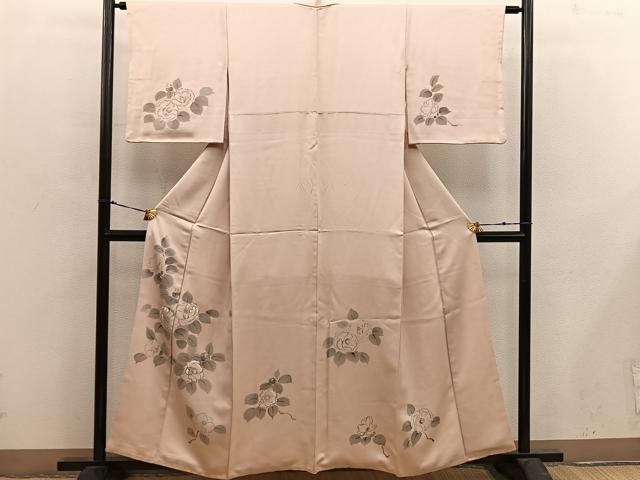 平和屋着物■訪問着 手描き 椿花文 正絹 逸品 BAAX4967mz