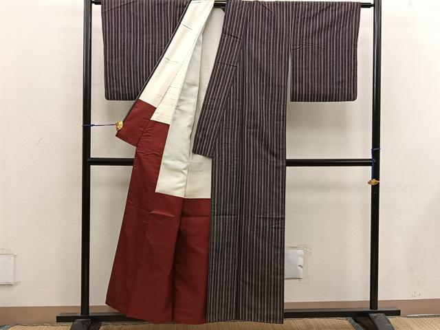 平和屋着物■上質な紬 間道 正絹 逸品 BAAX4968mz