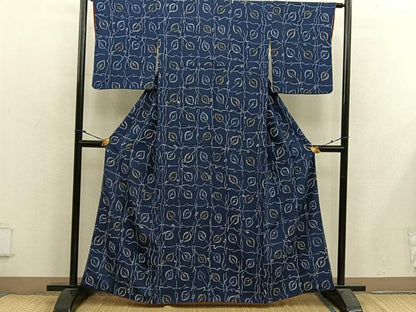 平和屋着物■上質な小紋 草葉文 ろうけつ染め 正絹 逸品 BAAX4972mz