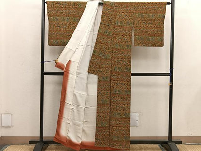 平和屋着物■上質な小紋 人物花文 鬼しぼ縮緬 正絹 逸品 BAAX4973mz
