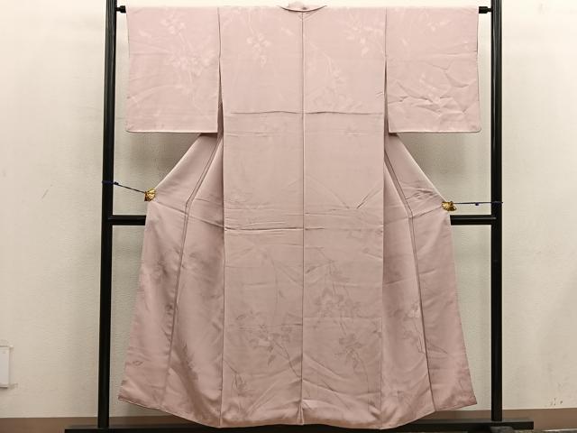 平和屋着物■上質な色無地 枝葉地紋 宍色 正絹 逸品 BAAX4975mz