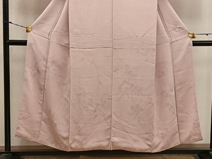 平和屋着物■上質な色無地 枝葉地紋 宍色 正絹 逸品 BAAX4975mz