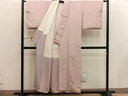 平和屋着物■上質な色無地 枝葉地紋 宍色 正絹 逸品 BAAX4975mz