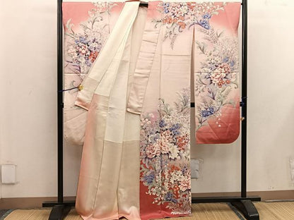 平和屋着物■豪華振袖 牡丹花文 暈し染め 正絹 逸品 BAAX4976mz