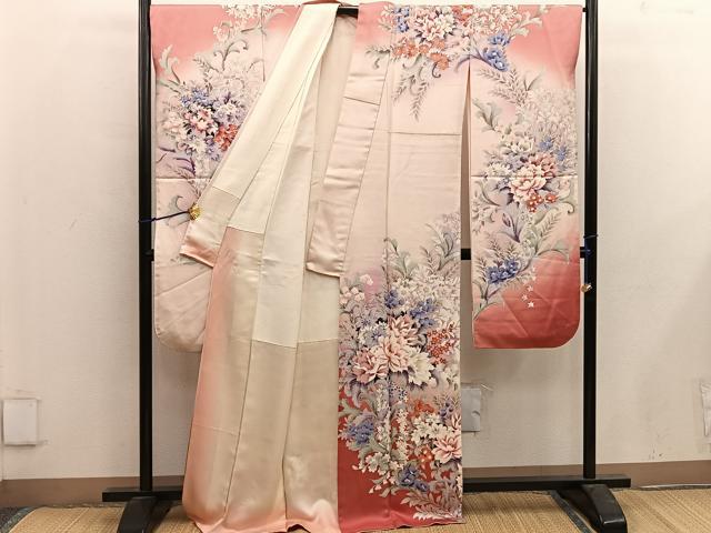 平和屋着物■豪華振袖 牡丹花文 暈し染め 正絹 逸品 BAAX4976mz