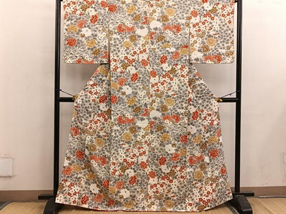 平和屋着物■上質な小紋 菊花文 正絹 逸品 BAAX4980mz