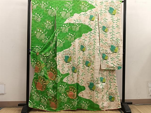 平和屋着物■豪華振袖 駒刺繍 絞り 舞蝶文 金彩 鈴乃屋扱い 正絹 逸品 BAAX4989mz