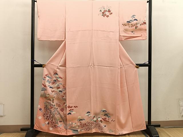 平和屋着物■訪問着 飛鶴風景花文 金彩 正絹 逸品 BAAX4990mz
