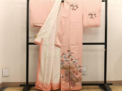 平和屋着物■訪問着 飛鶴風景花文 金彩 正絹 逸品 BAAX4990mz