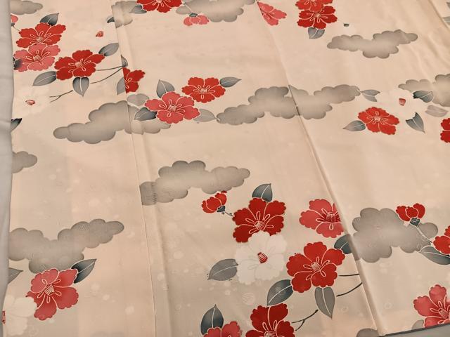 平和屋着物■上質な小紋 雲取り椿花文 金彩 正絹 逸品 BAAX4994mz